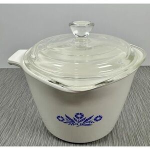 Corningware White Dish with Blue Floral Pattern